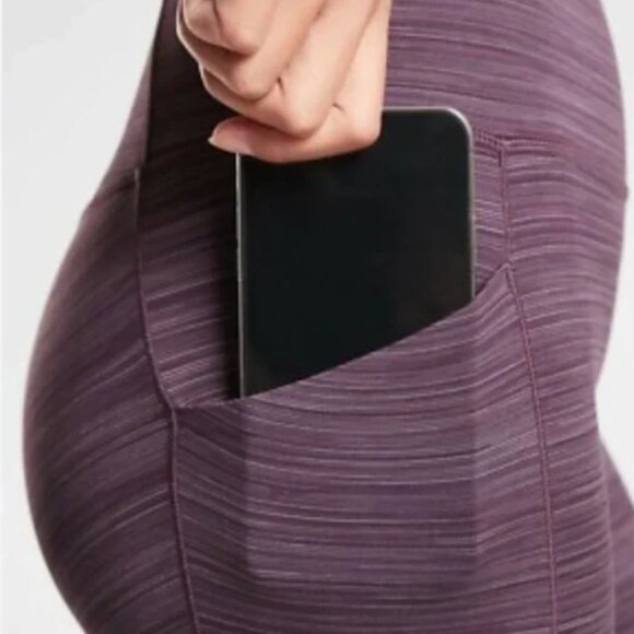 ATHLETA Salutation Stash Pocket II Capri Leggings – Space Dye Purple – Size S - Picture 2 of 5